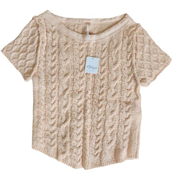 Free People Sweaters - Free People Baby Cable Knit crewneck peach size large
